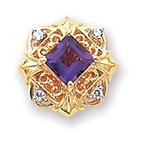 14k .14ct Filigree Edged Diamond and Amethyst Slide