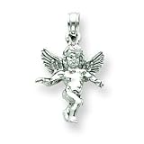 14k White Gold 3-D Guardian Angel Pendant