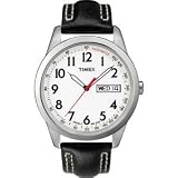 Timex Men039s T2N227 Analog Silver-Tone Case Black Leather Strap Dress Watch on sale