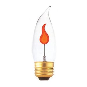 Bulbrite F3EFC 32 Flicker 3W Flame Tip Chandelier Bulb, Medium Base