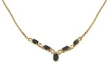 Image of 9ct Yellow Gold Diamond and Sapphire Ladies Necklace