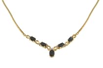 9ct Yellow Gold Diamond and Sapphire Ladies' Necklace