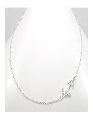 Anchor CZ Necklace In 92.5 Sterling Silver