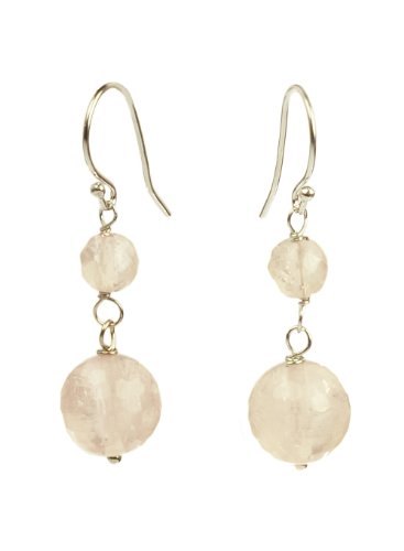 Rose Quartz Silver Faceted Earrings