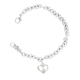 Buy Sterling Silver Diamond Open Heart Charm Bracelet, 6.75 by Amazon.com Collection