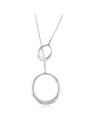 Sterling Silver Lariat Necklace with Circle Drop