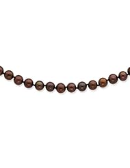 Sterling Silver 6-7mm Chocolate Freshwater Cultured Pearl Necklace