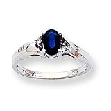 14k White Gold .02ct Diamond & Sapphire BirthStone Ring