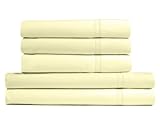 Egyptian Cotton Percale 360 Thread Count Deep Pocket Sheet Set, Queen, Ivory