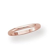 14k Rose Gold 2mm Plain Domed Standard Fit Wedding Band