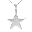 Sterling Silver Polished Star Necklace with 20 inch Snake Chain