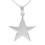 Sterling Silver Polished Star Necklace with 20 inch Snake Chain