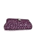 Maddalena Marconi Quilted Patent Leather Clutch w/ Chain Strap Purple