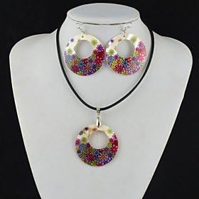 Ruisilp Toonykelly Fashionable Flower Butterfly Natural Shell Cowry(Earring and Necklace) Jewelry Set