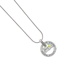 Silver Best Friends Charm on Little Sister Snake Chain Necklace AB Crystal