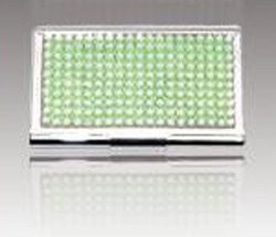 Peridot,business Card Case Enhanced with Acrylic Stones