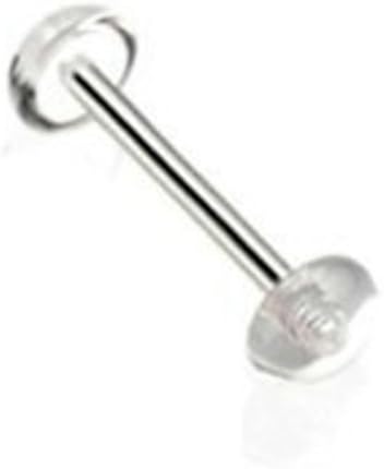 14 Gauge Barbell Half Ball (Dome) Tongue Barbell (Clear)