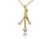 0.18CTW Diamond Three Stone Leaf Pendant in 14k Yellow Gold