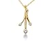 0.18CTW Diamond Three Stone Leaf Pendant in 14k Yellow Gold