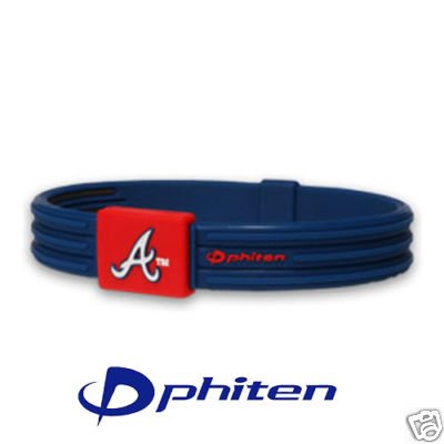 Phiten MLB Authentic Bracelet, Atlanta Braves, Medium (6.75 Inches)