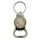 Indian Head Nickel 1917 F - Bottle Cap Opener Keychain Ring by Graphics and More