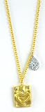 14K Gold Plated 16 Chain with Charms Including Rectangular Charm with Embossed Heart From Barrocos