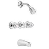 MOEN 2995 Chateau Three Handle Standard Valve and Tub/Shower Trim, Chrome