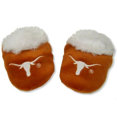 TEXAS LONGHORNS OFFICIAL BABY BOOTIES SZ MEDIUM (3-6 MOS)