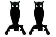 UniFlame Black Cast Iron Owl Andirons W/ Reflective Glass Eyes