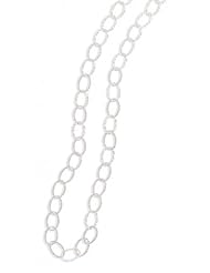 MMA Silver - 60 inch Hammered Oval Link Necklace
