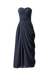 Strapless Chiffon Lace Shirred Floor Length Evening Dress/Bridesmaid Dress 