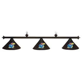 Kansas Jayhawks 3pc BLACK METAL SHADE POOL TABLE LIGHT LAMP