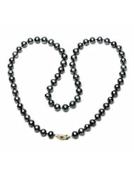 8 - 8.5mm Freshwater Cultured Black Pearl Necklace with 14K Gold clasp - 18"