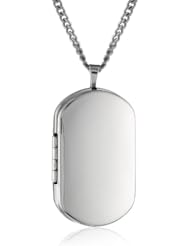 Hand Polished Plated Oblong Chain Locket Necklace, 24"