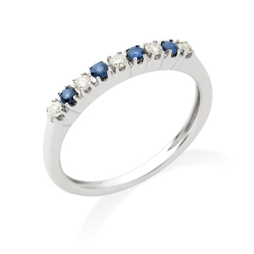 Miore Memoire Damen-Ring 375 Wei&szlig;gold mit 5 Brillanten und 4 Saphir Kombiniert Gr. 58 (18. Preisvergleich