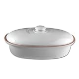 Clay Bread Crock Oval (White)