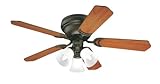 Westinghouse 7837700 Contempra Trio 3-Light 42-Inch Five Blade Ceiling Fan with Frosted Glass  Shades, Oil Rubbed Bronze