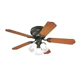 Westinghouse 7837700 Contempra Trio 3-Light 42-Inch Five Blade Ceiling Fan with Frosted Glass Shades, Oil Rubbed Bronze