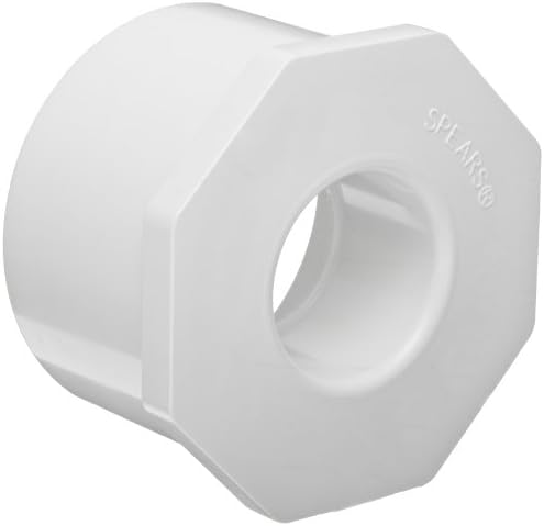 Spears 437 Series PVC Pipe Fitting, Bushing, Schedule 40, White, 3" Spigot x 1" Socket