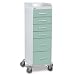 TrippNT 51094 HDPE/ABS Tall Cart, Front Locking, 15" Width x 46" Height x 17" Depth, 6 Drawers, Catalina Mist