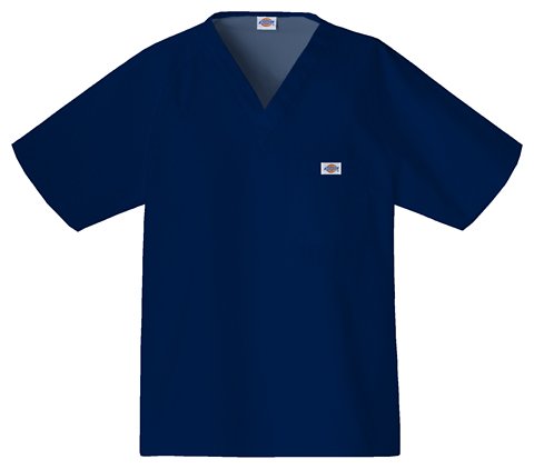 Dickies Men's Raglan Sleeve Solid Scrub Top (XS-5X); Color:Navy ; Size:X-Large