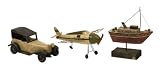 Antique Vintage Car Plane Ship Table Model Statue - Set of 3