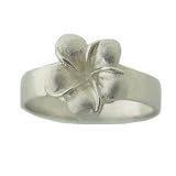 Single Plumeria Flower Hawaiian Jewelry Ring in Sterling Silver
