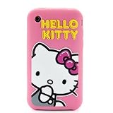 Etui/housse/coque en silicone rose tête Hello Kitty pour Iphone 3G/3Gs