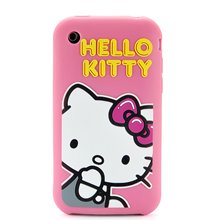 Etui/housse/coque en silicone rose tête Hello Kitty pour Iphone 3G/3Gs