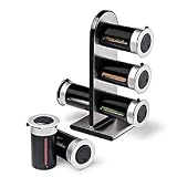 Zevro MSRS600B Countertop 6-Canister Magnetic Spice Stand, Black