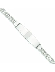 14K White Gold 7in Solid Polished Anchor Link ID Bracelet 7 Inches