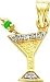 14K Gold .05ct. Diamond and Emerald Martini Glass Pendant