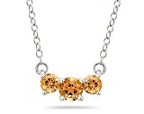 1.00 CTW Citrine Three Stone Pendant Necklace 14K White Gold