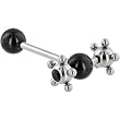 Black Gem Surgical Steel SPINNER Barbell Tongue Ring